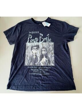 Tim Burton's Navy Corpse Bride Graphic Crew Neck T-Shirt Men Size XXL